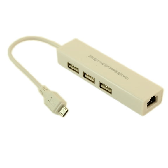 3 Port USB 2.0 Hub and Networking Port (RJ45), Micro-USB Source Connector