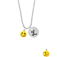 thumbnail image 2 of Delight Jewelry Resin Small 3-D Happy Face Silvertone Script Initial Disc - L - Charm Necklace, 20"+3", 2 of 4