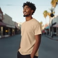 thumbnail image 4 of Dalix Lil Smile Embroidered Cotton Tee Lightweight Jersey Mens in Sand M Medium, 4 of 5