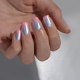 thumbnail image 3 of Square Ombre Press On Nails - Soft Gel Press On Nails Short with Nail Glue, Reusable Fake Nails Kit, Vanilla Cream & Mermaid, 3 of 5
