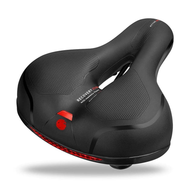 Tignapoo New Wide Bike Saddle for Comfortable Rides - Ergonomic Design with Shock Absorbers and Reflectors, Available in Red, Blue, and Yellow Options. Perfect for Long-Distance Cycling!