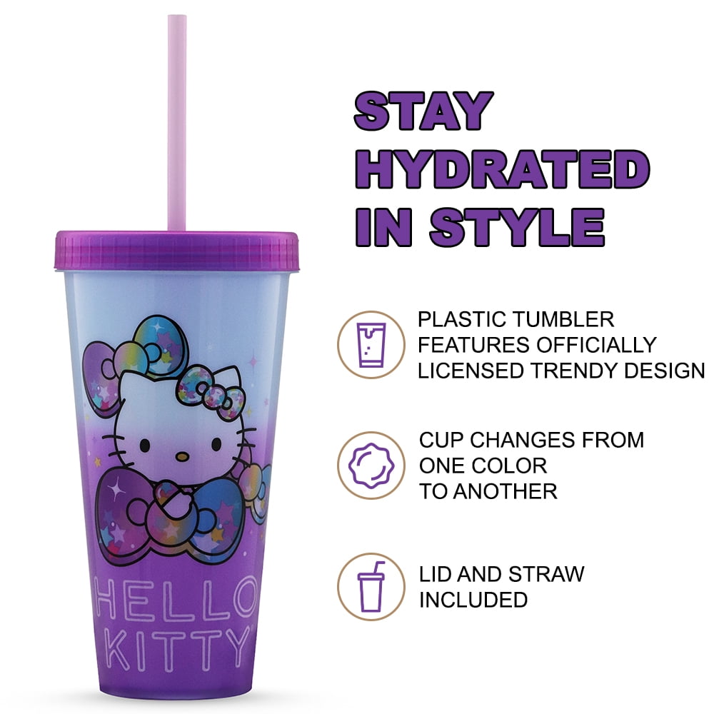 Silver Buffalo Sanrio Hello Kitty Garden Doodle Color-changing Plastic Tumbler  Cups