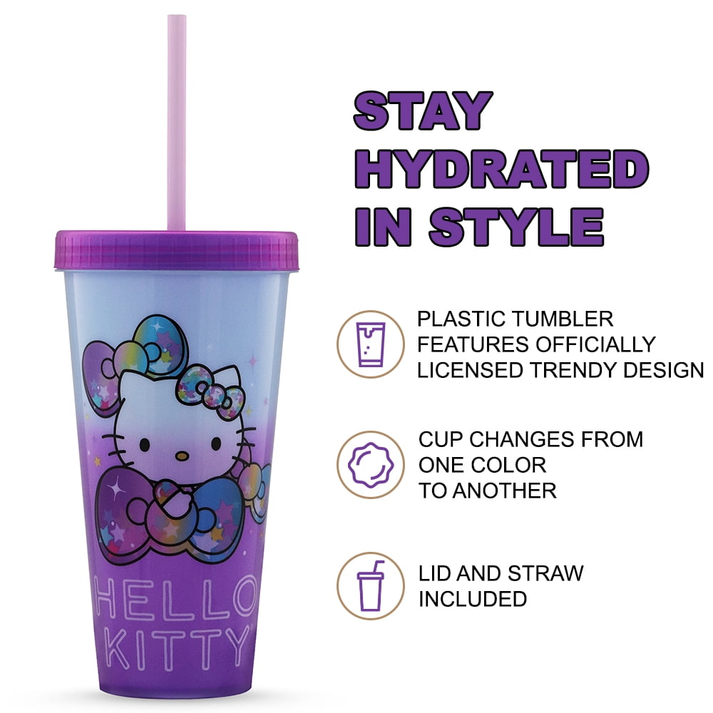 Silver Buffalo Sanrio Hello Kitty Garden Doodle Color-changing Plastic  Tumbler Cups