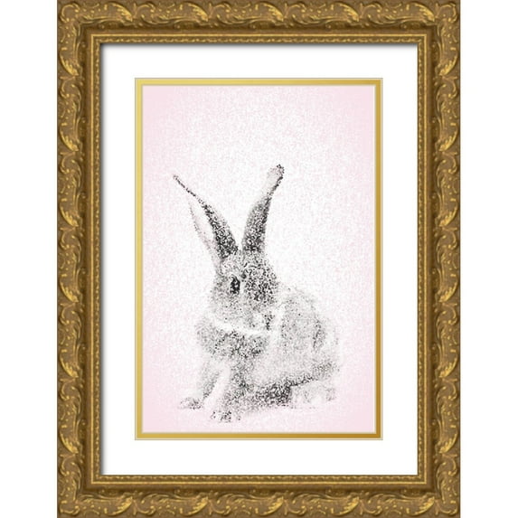 Fay, Mela 11x14 Gold Ornate Wood Framed with Double Matting Museum Art Print Titled - Pink Bunny I