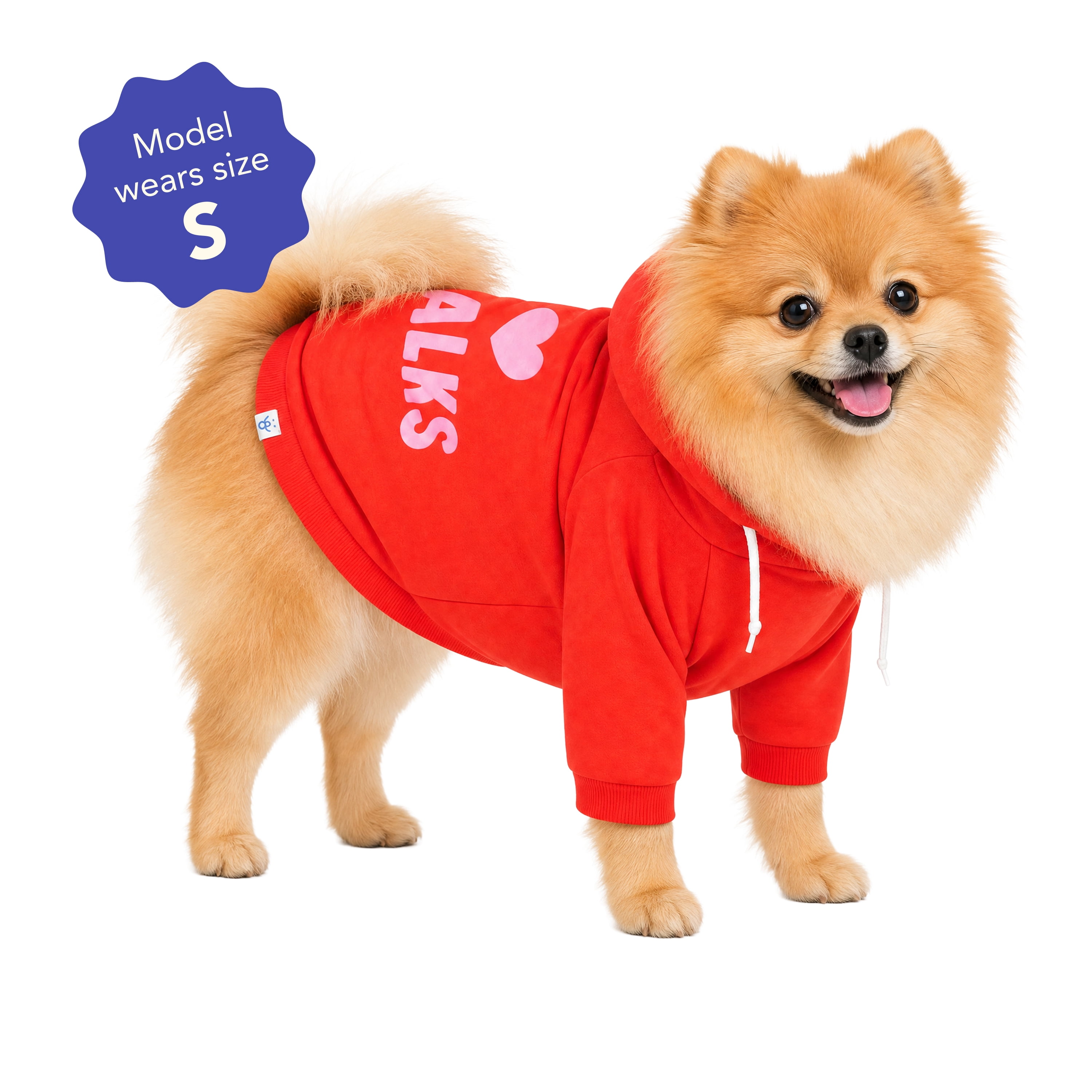 Oodles I Heart Walks Fall Dog Hoodie, Red, Small