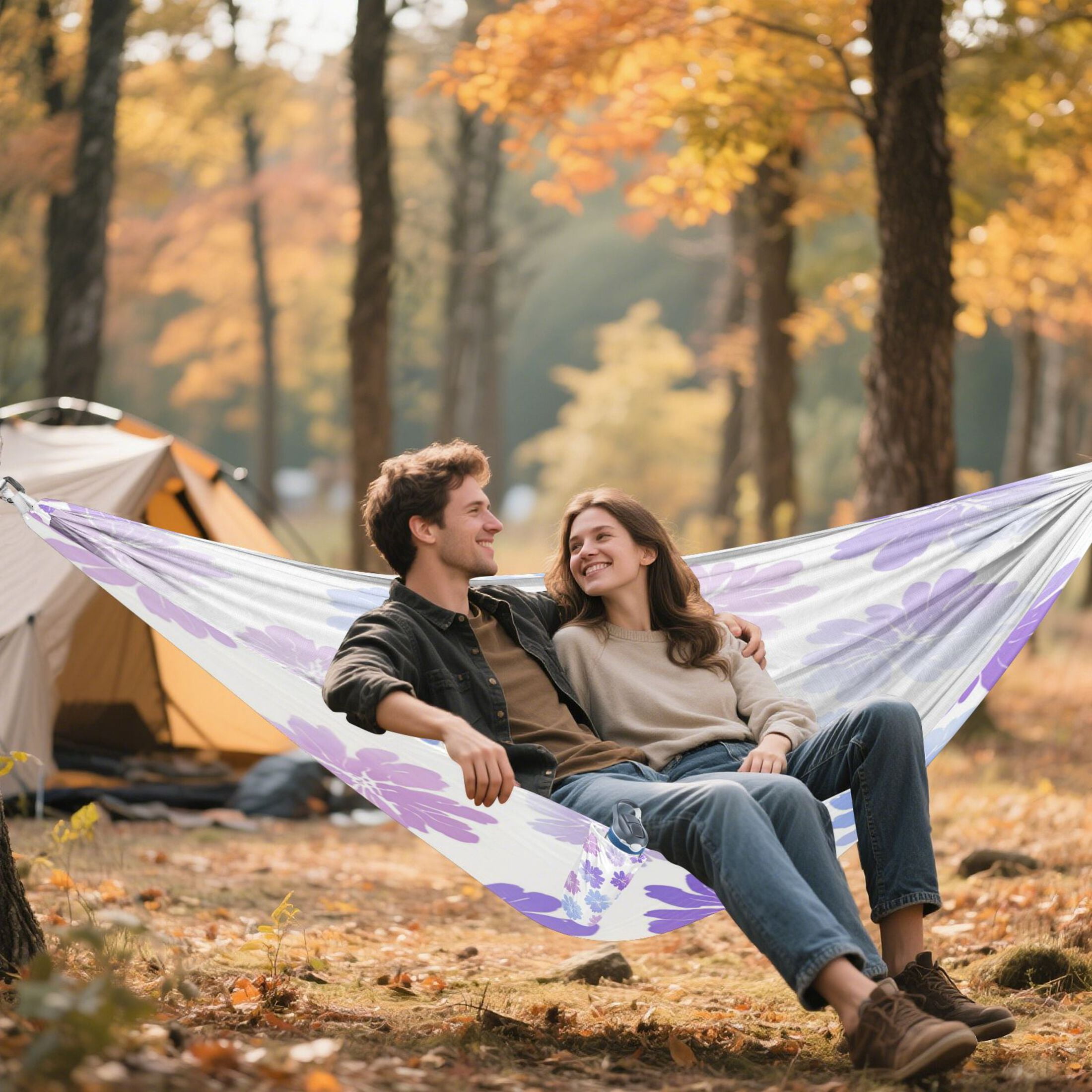 Hanging Hammock Portable Travel Camping For Outdooor Beach Camping Hiking Lavender-colored Flowers