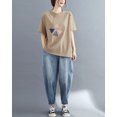 thumbnail image 4 of Women Spring Casual Pullover Crewneck Short Sleeve Tshirt Top GA2206 Khaki, 4 of 5
