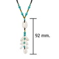 thumbnail image 3 of AeraVida Bohemian Beach Summer Vibe Ocean White Seashells, Green Turquoise Beads, and Brass on Cotton Rope Boho Chic Long Y-Necklace Jewelry Gifts for Females, 3 of 5