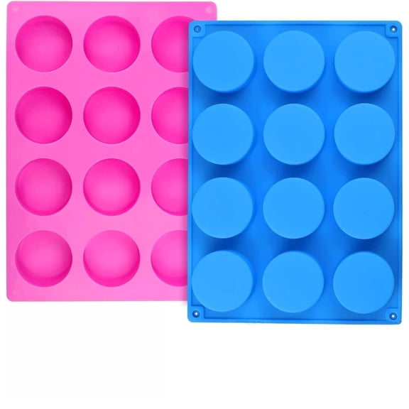 Round Soap Molds,2PCS Silicone Soap Molds for Soap Making 12Cavity Cylinder Silicone Mold for Lotion Bars,Bath Bombs,Shower Steamer,Shower Tablets, Beeswax,Candles