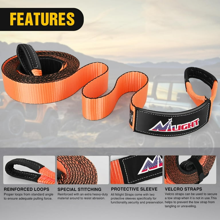 Nilight 3" X 30' Recovery Tow Strap Lab Tested 31,500lbs Break