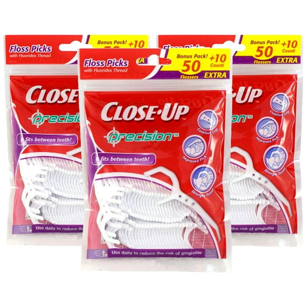 CloseUp Precision Floss Picks with Flouridex Thread, 60 Count (Pack Of