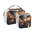 thumbnail image 2 of Cat Houses Cars Motorcycle Clear Cosmetic Bags with Handles PVC Toiletry Bags Zipper Waterproof Portable for Traveling 2 Pcs, 2 of 7