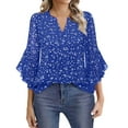 thumbnail image 2 of Blue Women Shirts, Women'S 3/4 Sleeve Tops Casual Business Work Blouses Chiffon Shirts,Women Shirts XL, 2 of 8