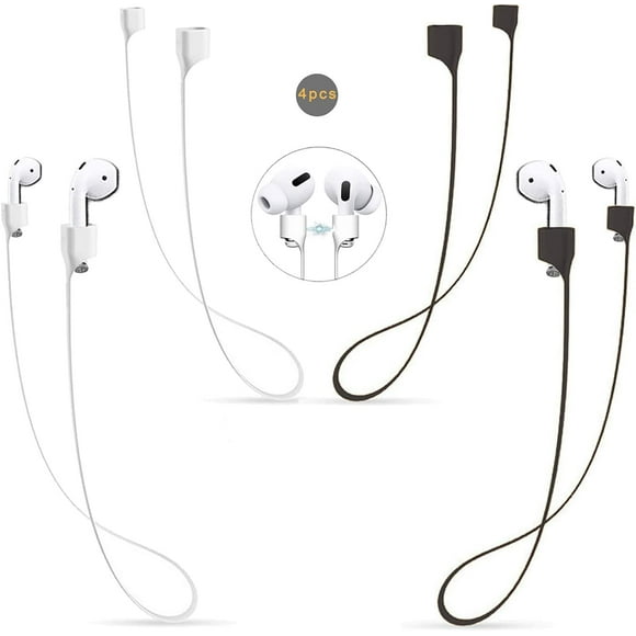 Airpods Strap Magnetic Cord Anti-Lost Leash Sports Cord, 4pcs Colorful Soft Skin-Friendly Silicone Necklace Around Earbuds Lanyard, Compatible with