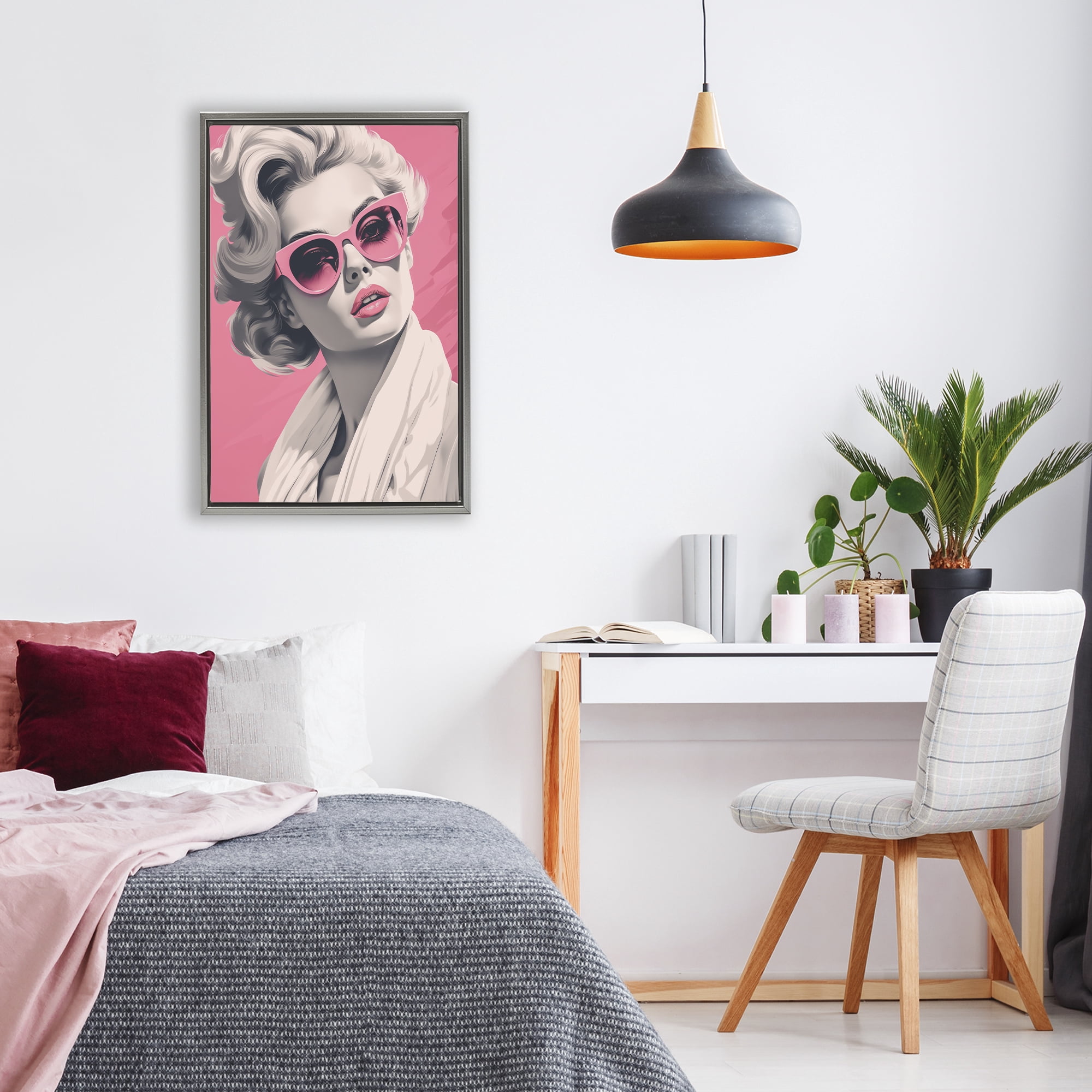 Stupell Industries Retro Chic Glamour Gray Framed Floater Canvas Wall Art, design by Andrea Haase