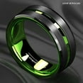 thumbnail image 4 of Tungsten Rings for Men Wedding Bands for Him 8mm Black Green Line, 4 of 6