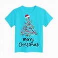 thumbnail image 4 of NOLDARES Christmas Shirts Girl Cotton Short Sleeve Tshirts Santa Xmas Tree Bow Graphic Tees,A610-Light Blue, 4 of 6