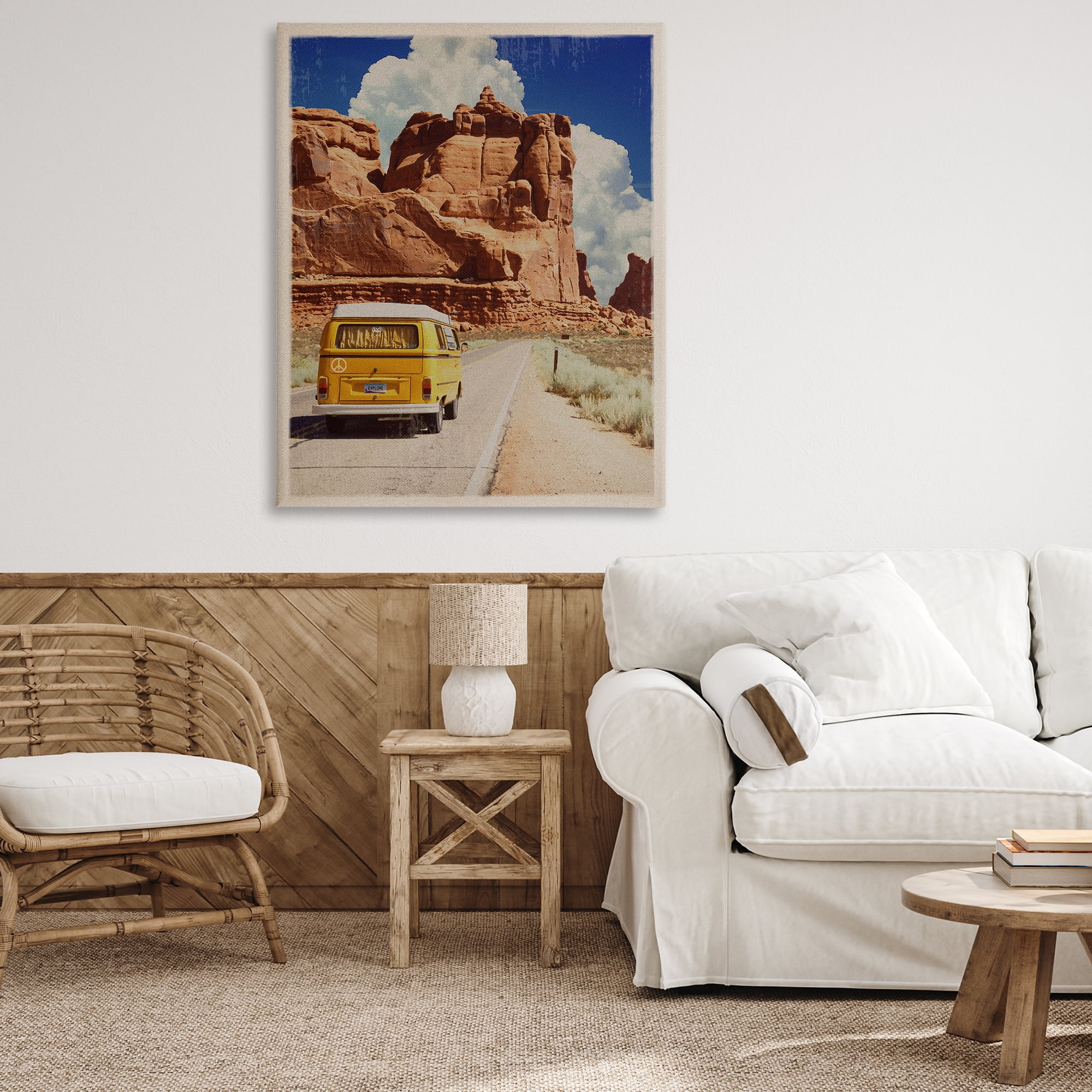 Retro Desert Adventure Canvas Wall Art, design by Old Red Truck