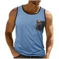 thumbnail image 5 of BXJX Mens Athleisure Tank Tops on Clearance- Summer Casual Muscle Gym Workout Crewneck Sleeveless Shirts with Pocket Light Blue Size 2XL, 5 of 8