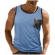 thumbnail image 2 of Camiseta de tirantes de cuello redondo para hombre, de verano, sin mangas, con cuello redondo, color block, bolsillo, de poliéster., 2 of 6