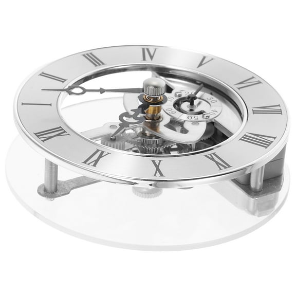 FRCOLOR Transparent Skeleton Clock Insert For Diy Clock Repair Wall Clock Replacement Round Quartz Clock Movement With Roman Numerals 86mm