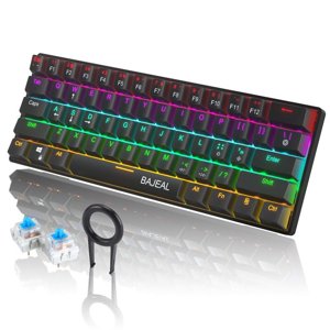 Mk-606-61 Key Mechanical Keyboard Wired Led Backlit Axis Gaming Mechanical Keyboard For Desktop black
