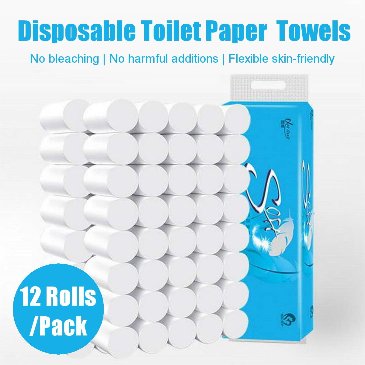 12 Rolls Absolutely Perfect Toilet Roll Paper, 4ply Soft Absorbent Tissues Paper,Solid Roll