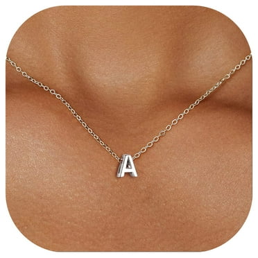 ChicSilver Women Sterling Silver Initial Necklace Pendants with Initials Name Letter A Charm Dainty Jewelry Birthday Gifts for Women