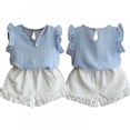 thumbnail image 7 of 2PCS Set Toddler Kids Baby Girls Outfits Clothes T-Shirt Vest Tops+Shorts Pants 3-8Y, 7 of 7