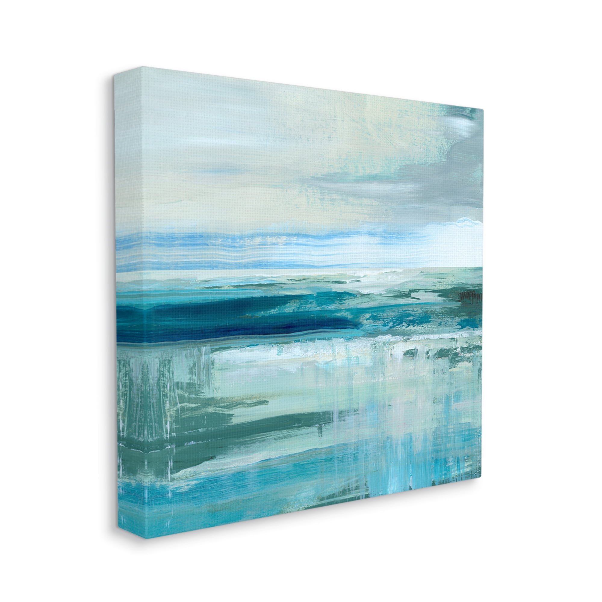 Stupell Industries Abstract Ocean Horizon Modern Nautical Painting Blue Green, 17 x 17,Design by Nan