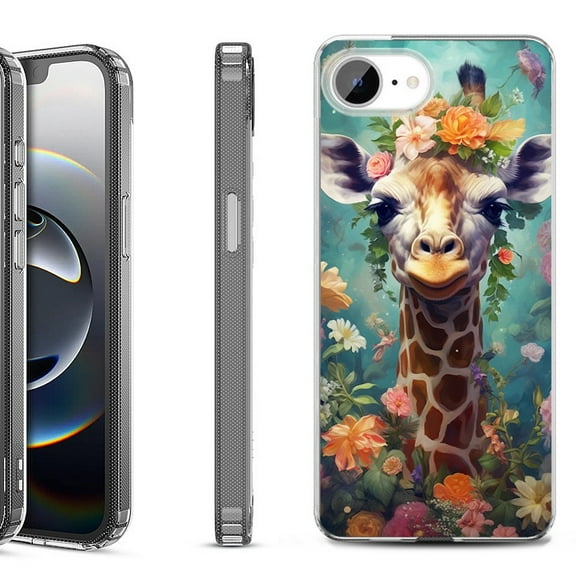 Shockproof Protective Phone Case for iPhone 16e, by OneToughShield - Giraffe Flower