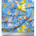 thumbnail image 1 of Soimoi Polyester Crepe Fabric Fox & Bunny Kids Printed Fabric 1 Yard 42 Inch Wide, 1 of 3