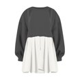 thumbnail image 4 of Womens Oversized Sweatshirt Dress Long Flowy Patchwork Pullover Tops Cute Drop Shoulder Sweatshirts Fall Long Sleeve Mini Dress Teen Girls Crewneck Solid Tunic Pleated Loose Clothing Beig, 4 of 5