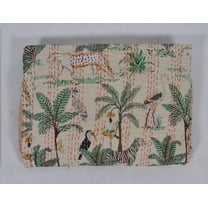 Handmade Jungle Print Quilt Queen Kantha Quilt Kantha Bedspread Cotton Blanket Indian Bed Cover Bohemian Quilt Kantha Quilt Queen Size
