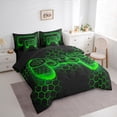 thumbnail image 3 of Manfei Chic Green Honeycomb Bedding Comforter Set 7pcs, Video Game Controller King Bedding Sets, Modern Gaming Player Reversible Bed Sheets, Super Cozy Room Decor, 3 of 7