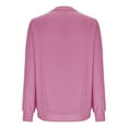 thumbnail image 5 of WREESH Womens Fashion Crewneck Sweatshirts Solid Color Comfortable Long Sleeve Casual T-Shirt Blouse Pullover Pink, 5 of 6