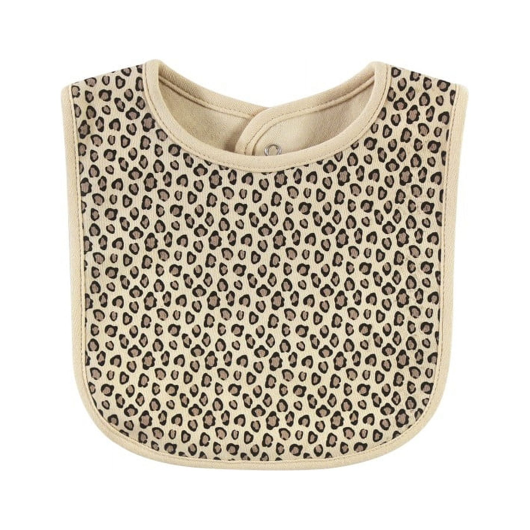 Infant Girl Cotton Bib and Headband or Caps Set, Leopard Mamas Mini, One Size