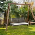 thumbnail image 3 of Gymax 2-Seat Rattan Porch Swing Chair Outdoor Wicker Swing Bench W/ Seat Cushion Off White, 3 of 10