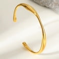 thumbnail image 5 of Stainless Steel Classic Plain Hammered Finishing Irregular Shape Open Cuff Bangle Bracelet, 5 of 8