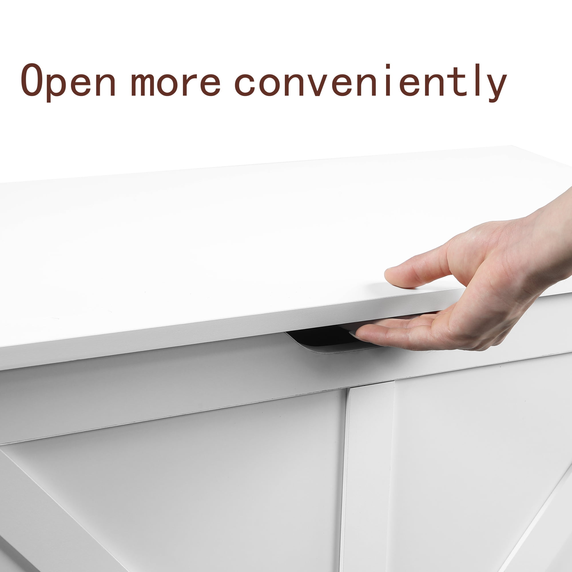 29.5" Storage Ottoman Bench,Storage Chest,Wooden Toy Box Organizer,Entryway Storage Bench with Safety Hinge for Entryway, Bedroom, Living Room,White