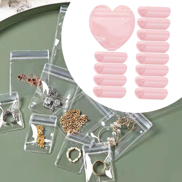 Bolsas de joyería en forma de corazón Bolsas de joyería transparentes para anillos Pendientes Cumpleaños 300 Uds.