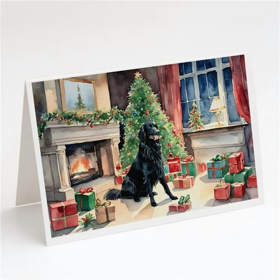 Flat-Coated Retriever Cozy Christmas Greeting Cards Pack of 8 7 in x 5 in