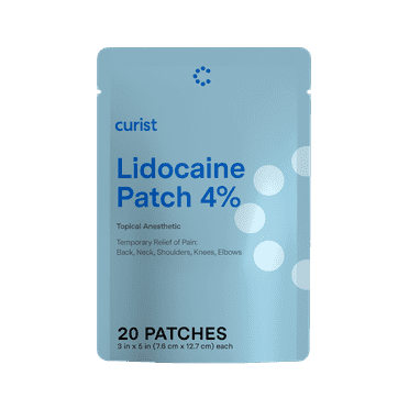 Curist Lidocaine Pain Relief Patches 20 Ct USA Made for Back Pain 4% Lidocaine Patches