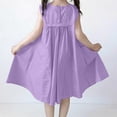 thumbnail image 5 of Girls' Dress Solid Color Round Neck Sleeveless with Pockets Summer Casual Comfortable Dress Purple 11-12 Years, 5 of 6