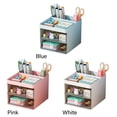 thumbnail image 3 of Multi-functional With Transparent Drawer Multiple Compartment Large Capacity Pen Container Pen Holder Stationery Storage Box Desktop Organizer WHITE, 3 of 8