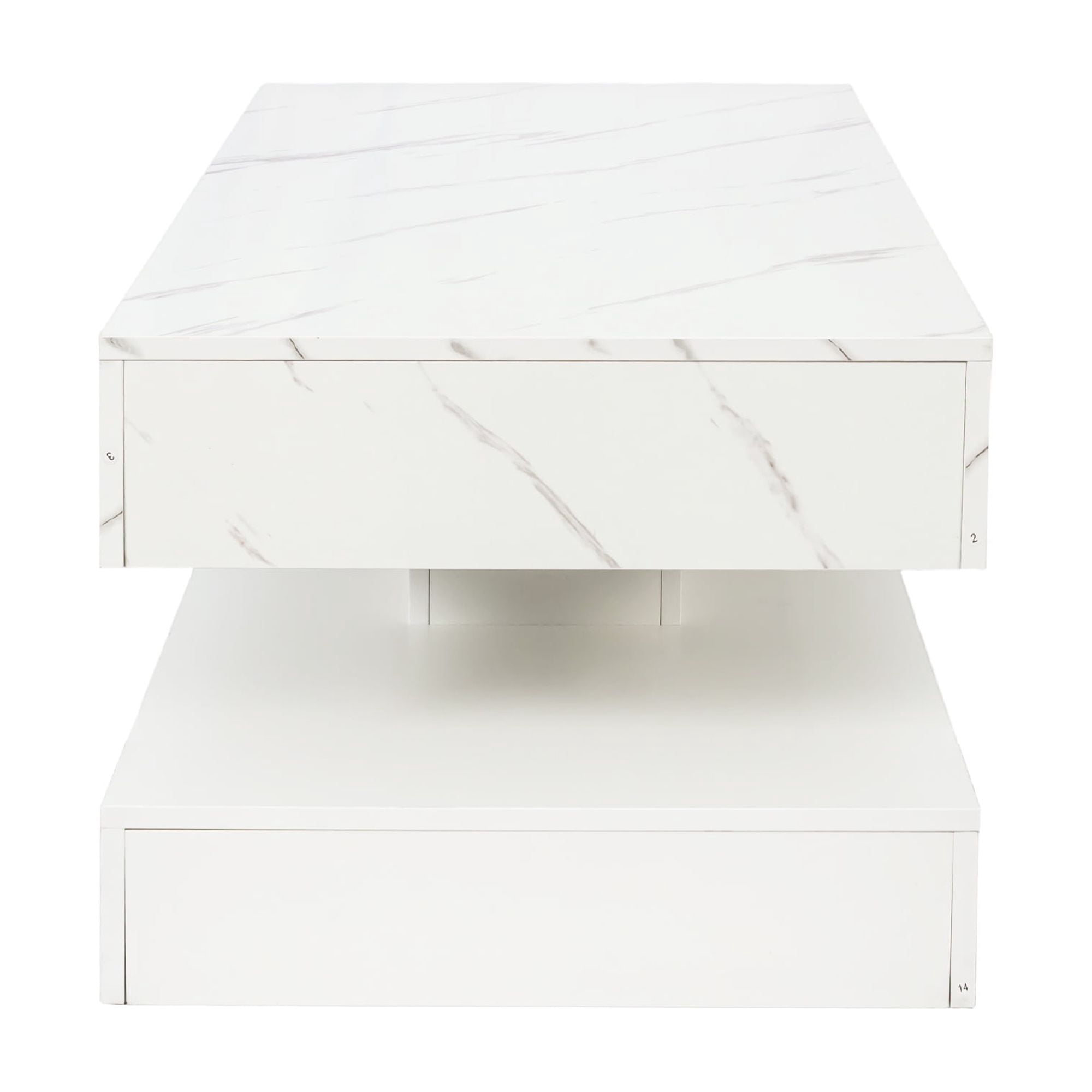 Modern LED Coffee Table with Storage Drawer for Living Room, White