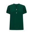 thumbnail image 4 of QATAINLAV Henley V Neck T Shirts for Women Summer Tulips Short Sleeve Blouses Casual Button Loose Tunic Tops Basic Solid Going Out Tshirts Ofertas Relampago de Hoy Green XXL, 4 of 6