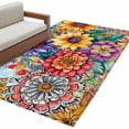 thumbnail image 6 of Boho Flowers Area Rug 3x5 Washable Rug Non Slip Bohemia Ethnic Floral Colorful Floral Large Area Rug Indoor Floor Carpet for Entryway Bedroom Kitchen Living Room Home Office Dining Room Nursery, 6 of 8