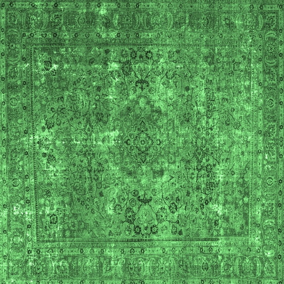 Ahgly Company Indoor Square Persian Emerald Green Bohemian Area Rugs, 5' Square