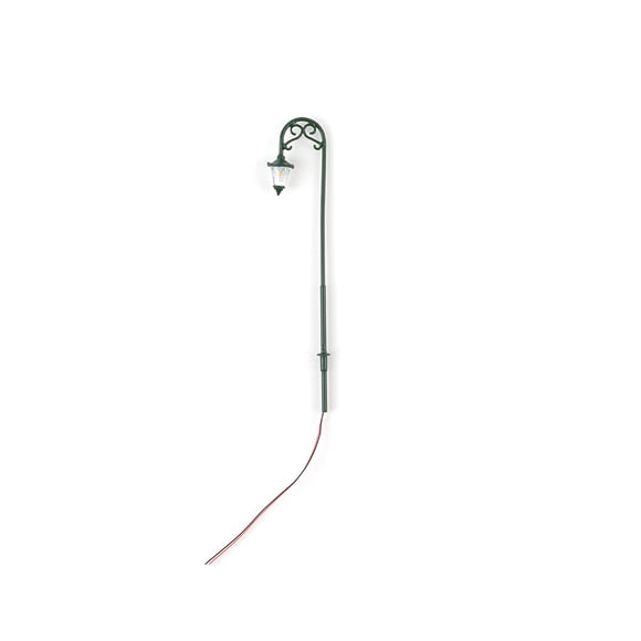 Cateissary Modelo de lámpara de vía férrea, poste de luz LED de Metal, patio de recreo para jardín, pista de luz en miniatura, artesanías, accesorios Artesanía Verde (blanco cálido) Cateissary HA066593-04